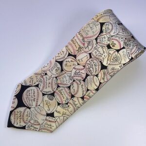 Museum of Artifacts Mens Silk Tie Featuring Authentic Baseballs and Signatures